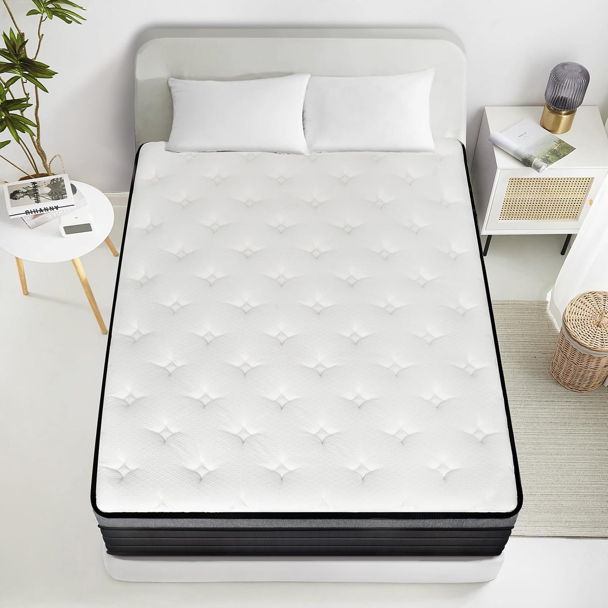 EIUE Queen Size Mattress 10 Inch,Bed-in-a-Box,Hybrid Mattress,Individual Pocket Spring Mattress,Medium Firm Mattresses,Breathable Comfortable for Sleep Supportive and Pressure Relief EIUE