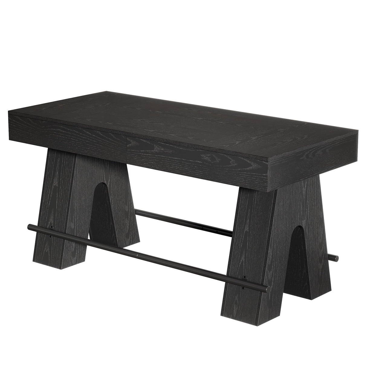 Tribesigns Bar Table, 63-Inch Bar Height Pub Table, Counter Height Table with Metal Footrest, Rectangular High Top Dining Counter Tables with Wood Base for Home Bar, Kitchen, Black Tribesigns