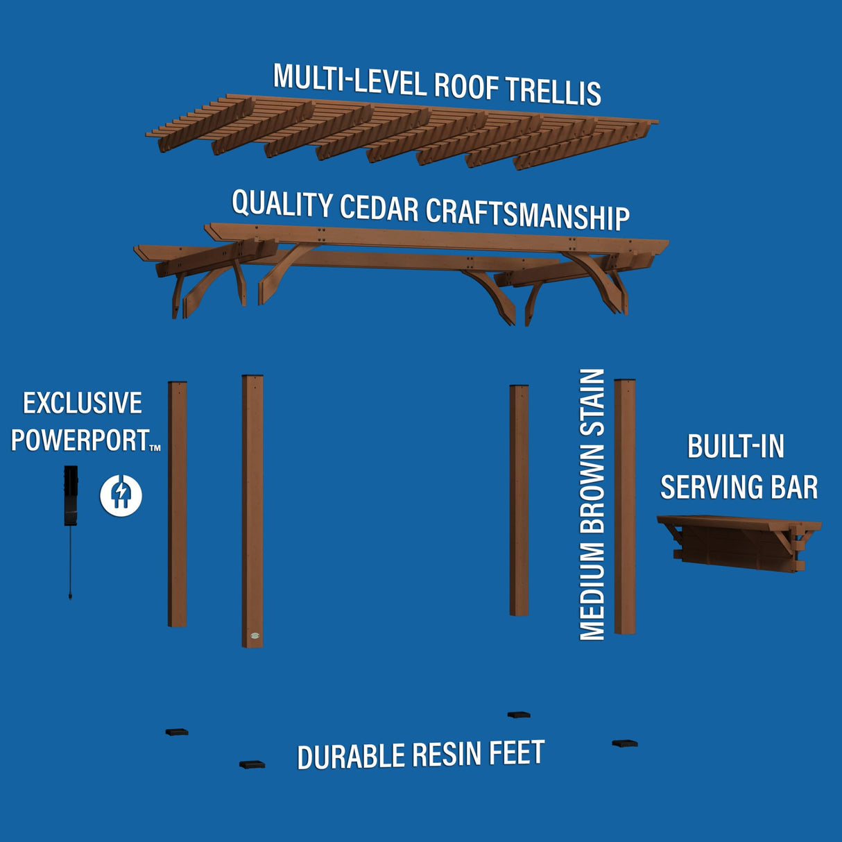 Backyard Discovery Ashland 14 ft. x 10 ft. All Cedar Wood Pergola Backyard Discovery