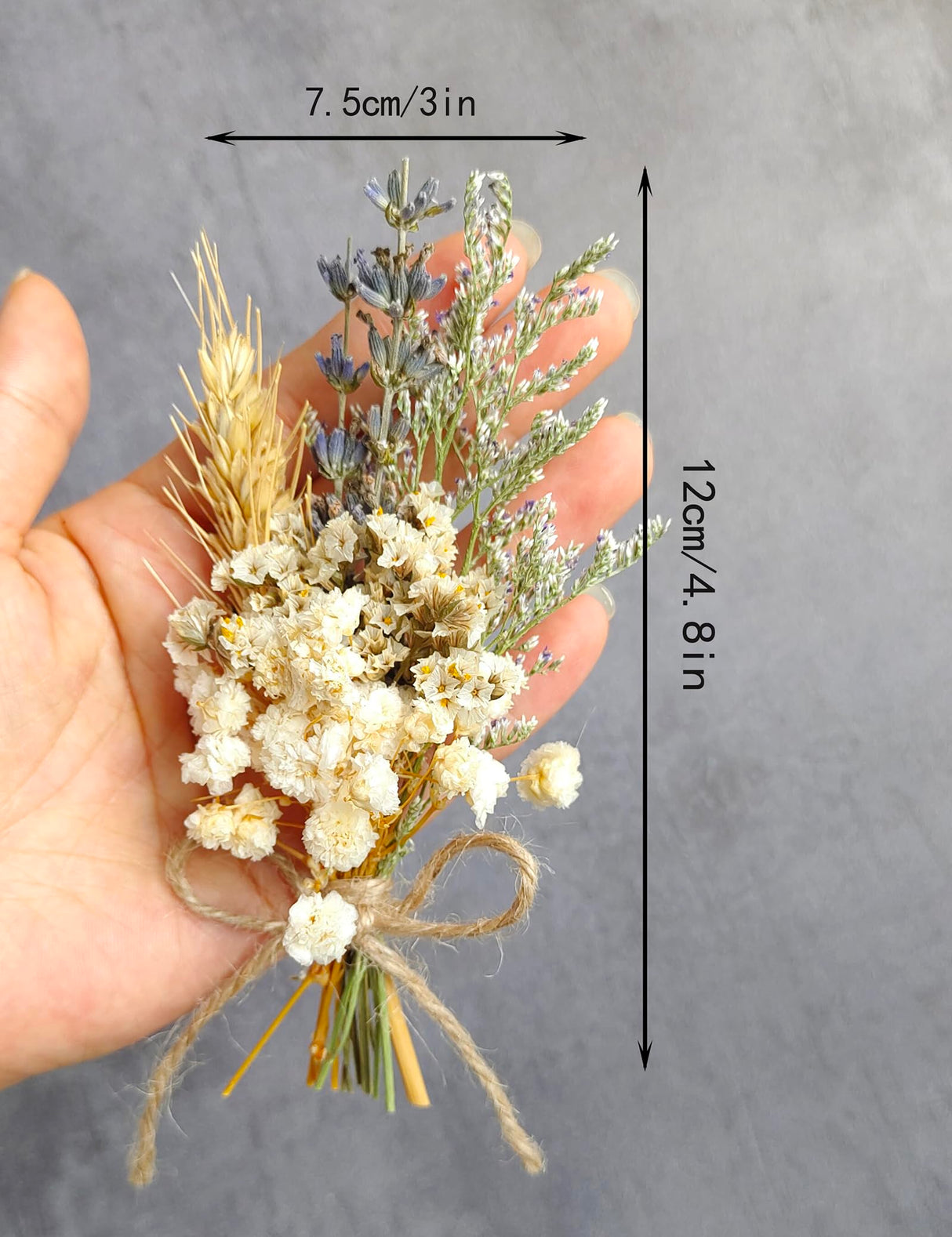Mini Dried Flower Bouquet Set of 12, Small Bouquets, Bohemian Wedding Table Centerpieces Arrangements, Bridesmaid Flower Girl Proposal Gift Box, Groomsmen Boutonnieres.(primary colour) xin's convey