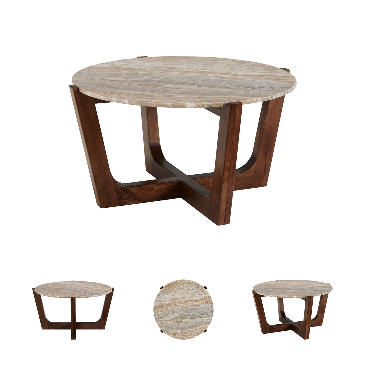 Signature Design by Ashley Tanidore Casual Solid Mango Wood Coffee Table with Marble Top, Dark Brown & Beige Signature Design by Ashley