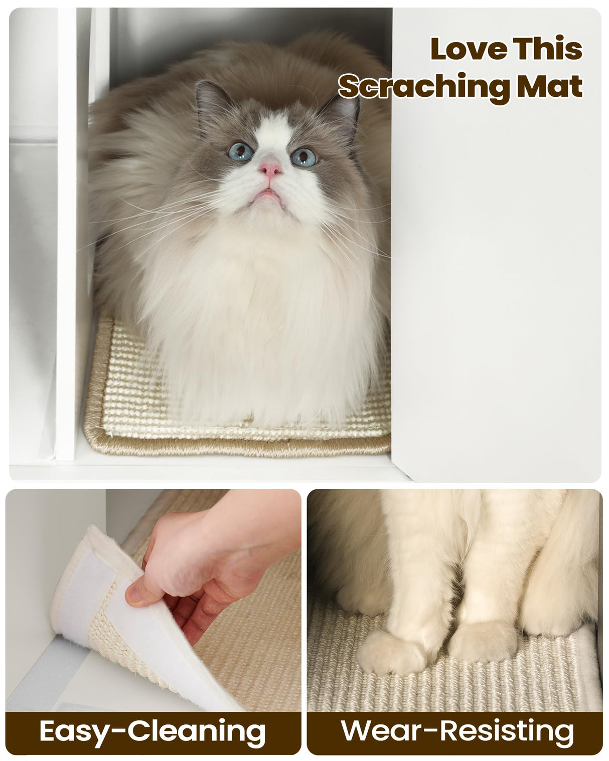 Hzuaneri Cat Litter Box Enclosure with Handles, Hidden Litter Box Furniture with Removable Partition, Wooden Pet House Side End Table, for Living Room, Bedroom, White CB05703X Hzuaneri