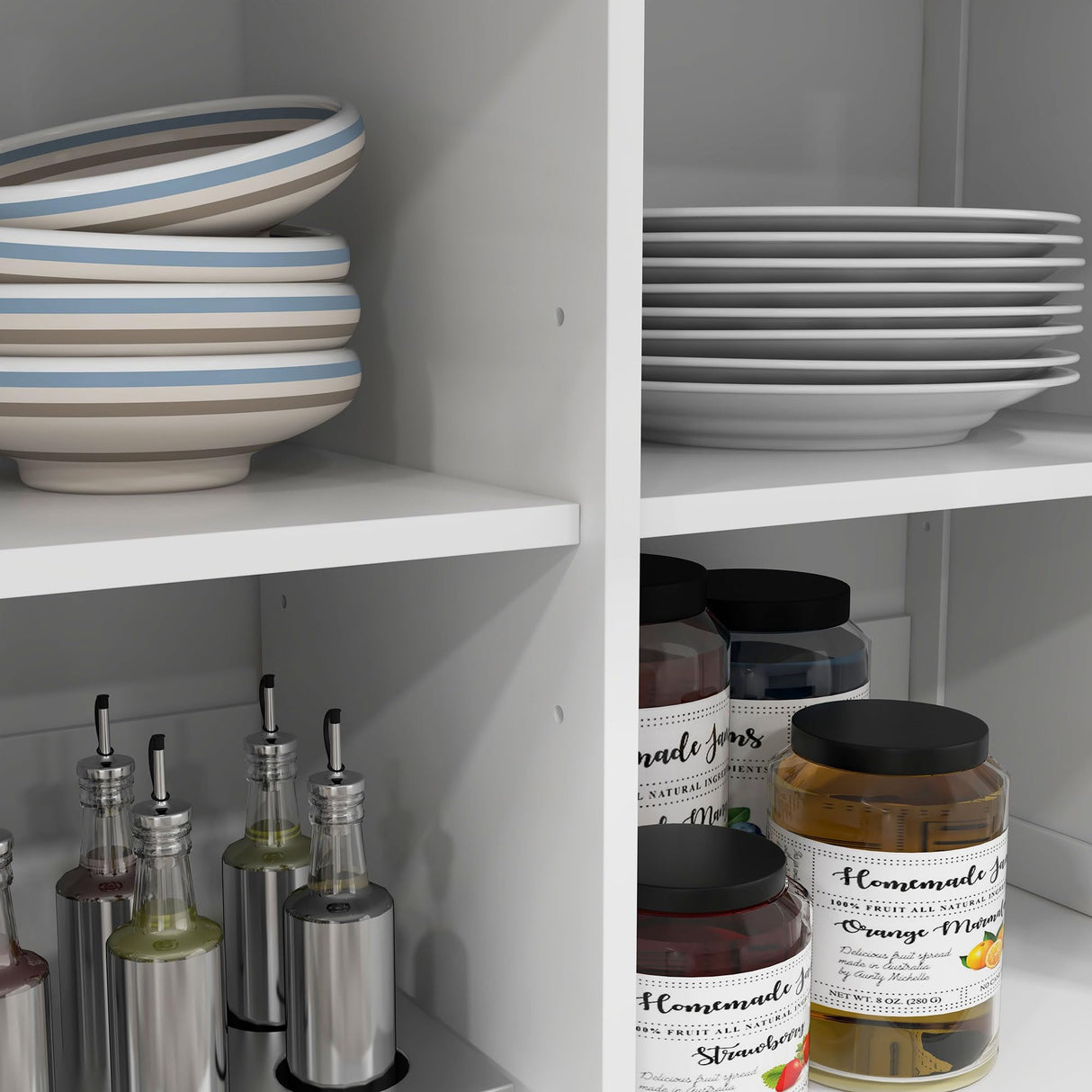 HOMCOM Rolling Kitchen Island with Drop Leaf Wood Breakfast Bar, Farmhouse Kitchen Cart with 2 Drawers, Adjustable Shelves for Dining Room, White HOMCOM