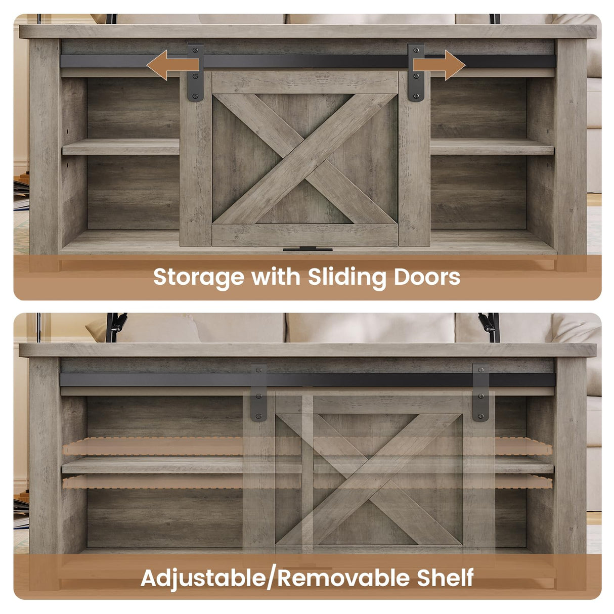 SEDETA 31.5" Lift Top Coffee Table with Storage, Square Coffee Table for Living Room, Farmhouse Coffee Table with Large Hidden Storage Compartment and Adjustable Shelves, Grey SEDETA