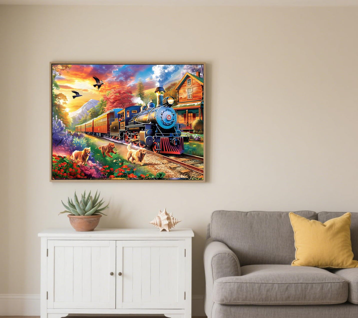 GXGLLPZBY 5D Dogs Diamond Painting Kits for Beginners, DIY Train Diamond Art Kits for Adult, Full Round Diamond Dot Gem Art Kits, Home Wall Decoration 11.8x15.8 Inches GXGLLPZBY