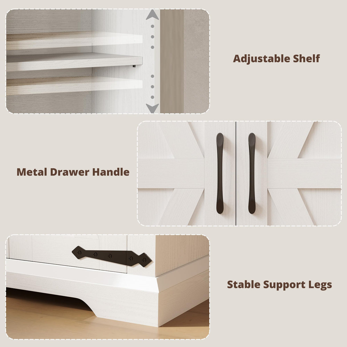 IRONCK Bookshelf with Storage Cabinet, 72" Tall Farmhouse Bookcase with Adjustable Shelves and Drawer, 4 Tier Open Shelf Bookcase with LED Lights for Home Office, Living Room, White/Walnut IRONCK