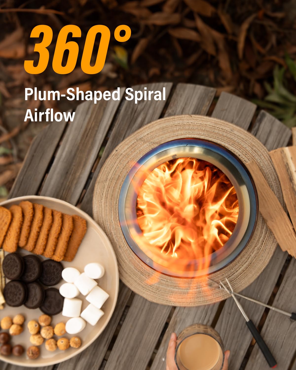 YEFU Tabletop Fire Pit 9.7 x 7.1 in, Low Smoke Camping Stove for Outdoor & Patio, Fueled by Pellets or Wood, Safe Burning Table Top Firepit, with Travel Bag & 2 Mini Sticks & Fireproof Mat, Silver YEFU