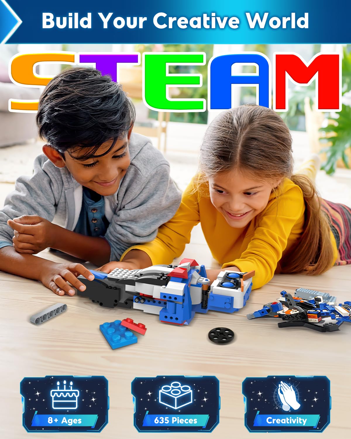 Robot Building Kits for Kids, Stem Toys for Boys Age 8-12, APP & Remote Control Educational Coding Building Sets, Programmable Robot for Kids, Rechargeable Robotic Kit Gifts for Girls Boys (635 PCS) HBUDS