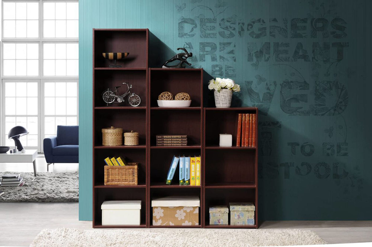 Hodedah 4-Shelf Bookcase in Mahogany Hodedah