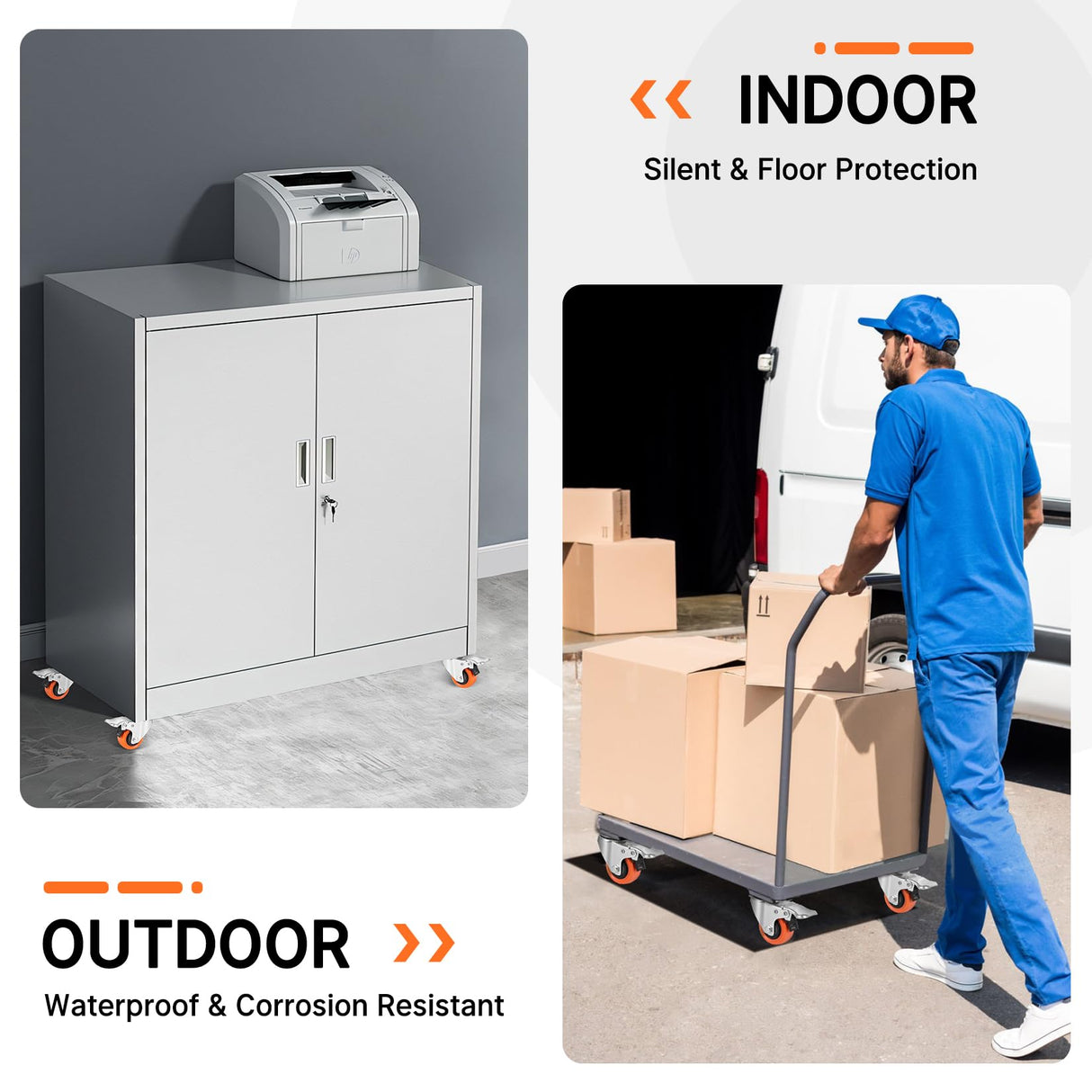 W B D WEIBIDA 2" Plate Caster Wheels Heavy Duty 600 Lbs Load Capacity Swivel Casters with Brake Set of 4, Safety Dual Locking, No Noise Wheels for Furniture, Carts (Screws and Screwdriver) W B D WEIBIDA