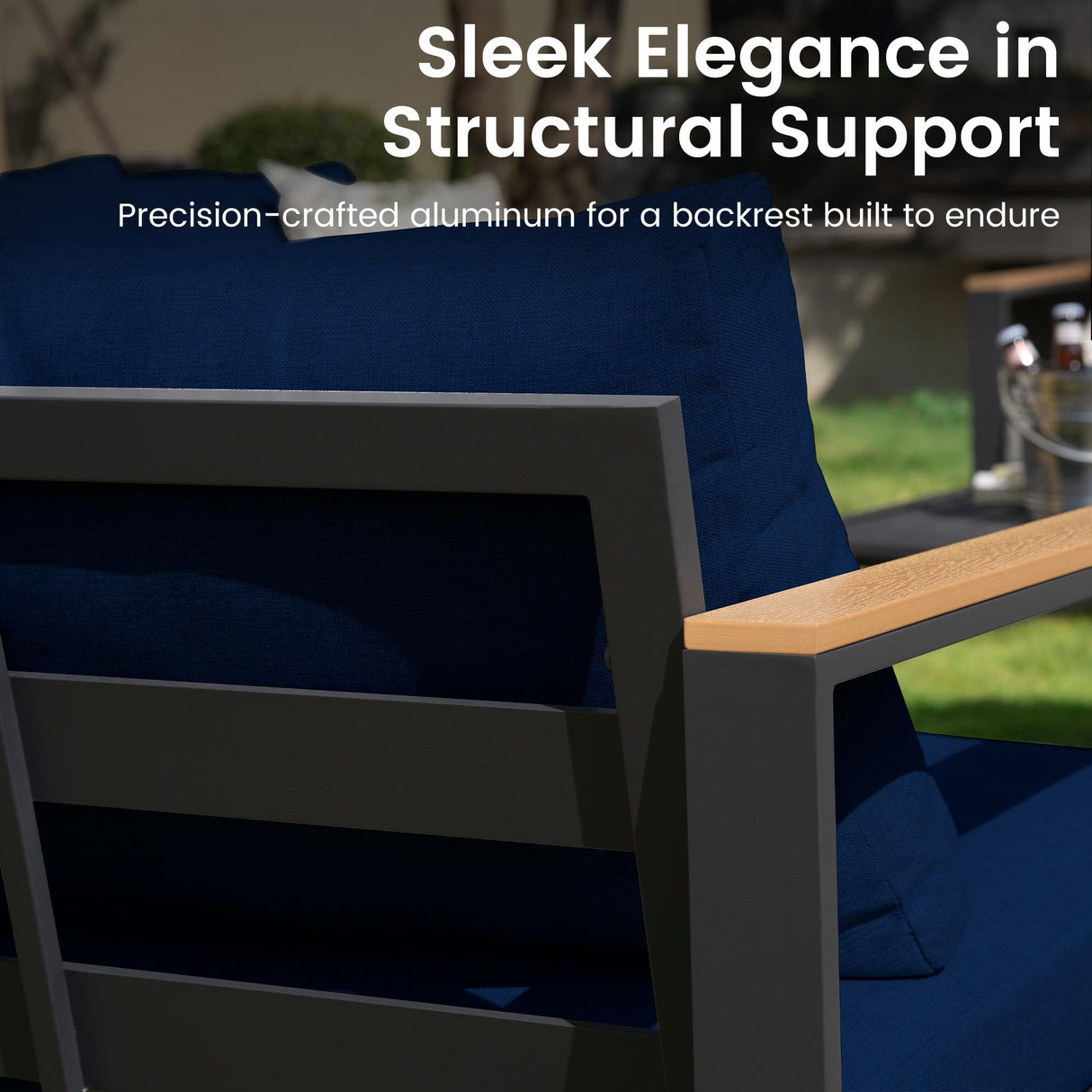 Sundale Outdoor Patio Furniture Aluminum Loveseat, All-Weather Outdoor Metal Sofa Couch with 6” Olefin Cushion & Dark Grey Frame, Outdoor Seating for Garden Deck Porch(Navy Blue) Sundale Outdoor