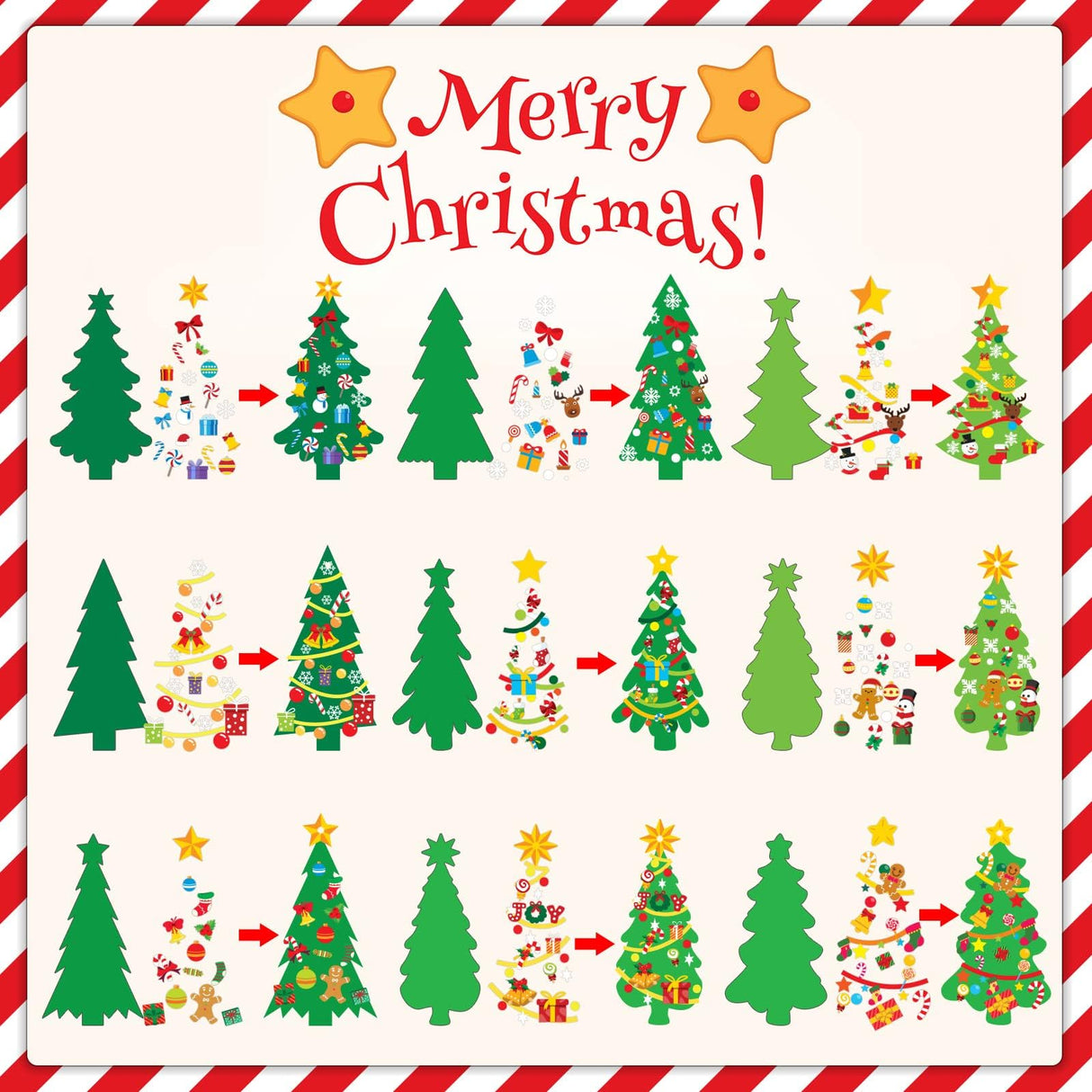 chiazllta 945Pcs DIY Christmas July Tree Craft Kit Kids Holiday Art Making Craft with Stickers, Make Your Own Christmas Bookmark Xmas Party Favor Decoration Home Classroom Game Activities chiazllta