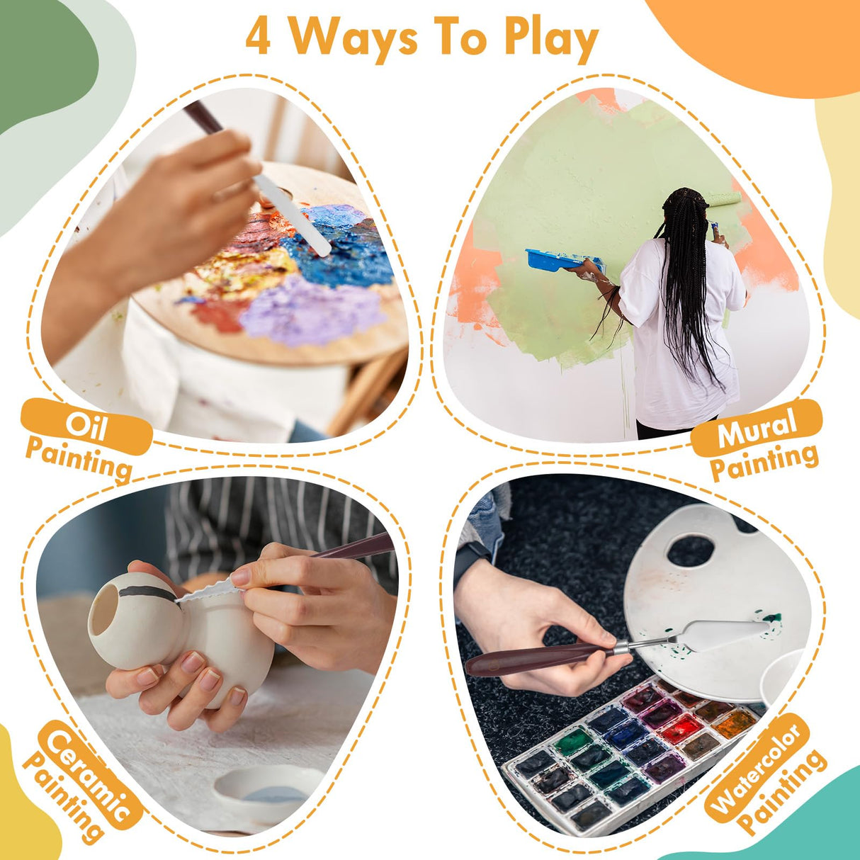 MBAIYO 27 Pcs Palette Knife Set, Stainless Steel Painting Knife Set Wood Handle Palette Knives Paint Spatula Pallet Knives for Acrylic Paint Tools for Canvas Oil Painting Mixing and Texturing MBAIYO