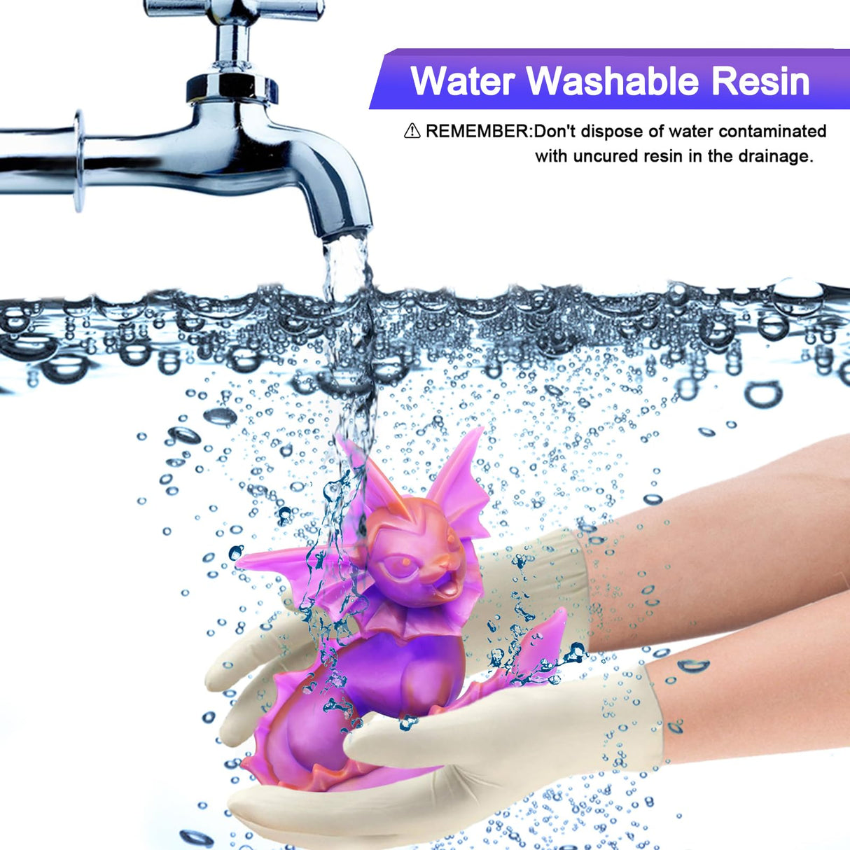 RepRapper Dual Color Water Washable 3D Printer Resin, 405nm Fast UV-Curing Color Change 1kg 3D Printing Resin Photopolymer Sensitive Resin for LCD Printer, Blueish Purple, 1000g RepRapper