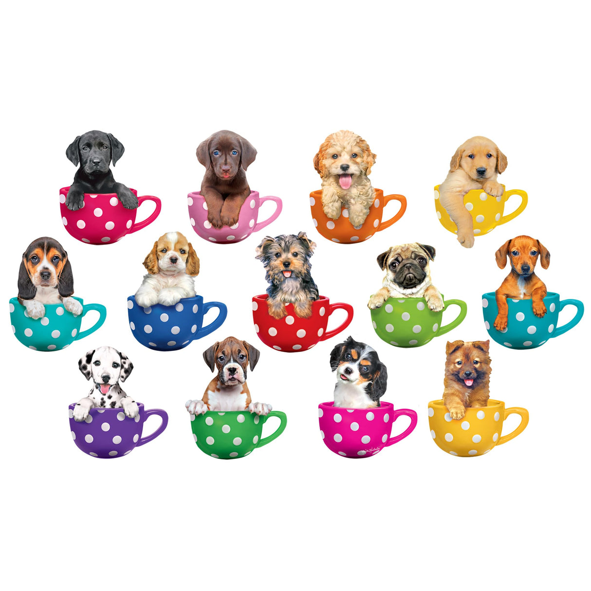 RoseArt - Mini-Shaped - Pups in Cups - 500 Piece Jigsaw Puzzle for Adults RoseArt