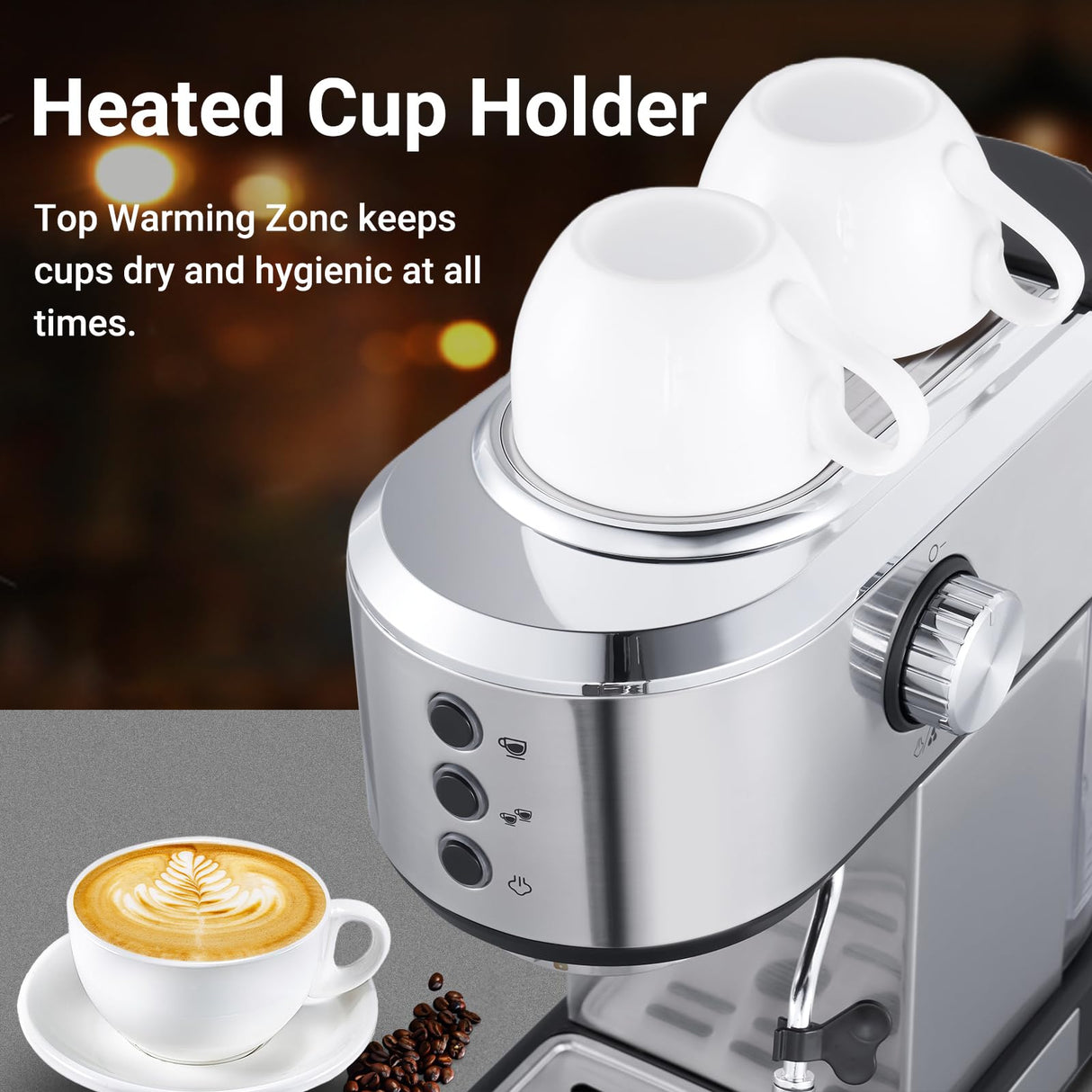 AMZCHEF Espresso Machine with 20 Bar, Professional Espresso Maker with Milk Cream/Steam Stick, Compact Stainless Steel Coffee Machines, 34oz Household Detachable Water tank, Gift for Dad or Mom AMZCHEF