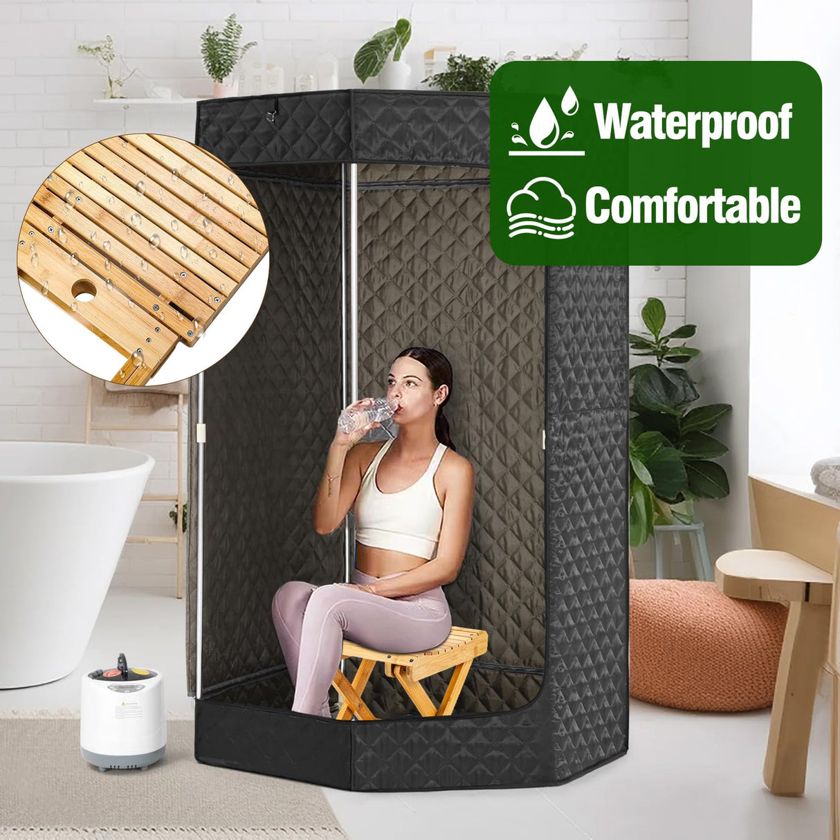 WSBXBB Bamboo Sauna Chair, Portable Steam Sauna Chair Indoor, Steam Sauna Seat, Great for Portable Sauna Box for Home, Steam Sauna Accessories. Outdoor Camping Fishing Beach Chair WSBXBB