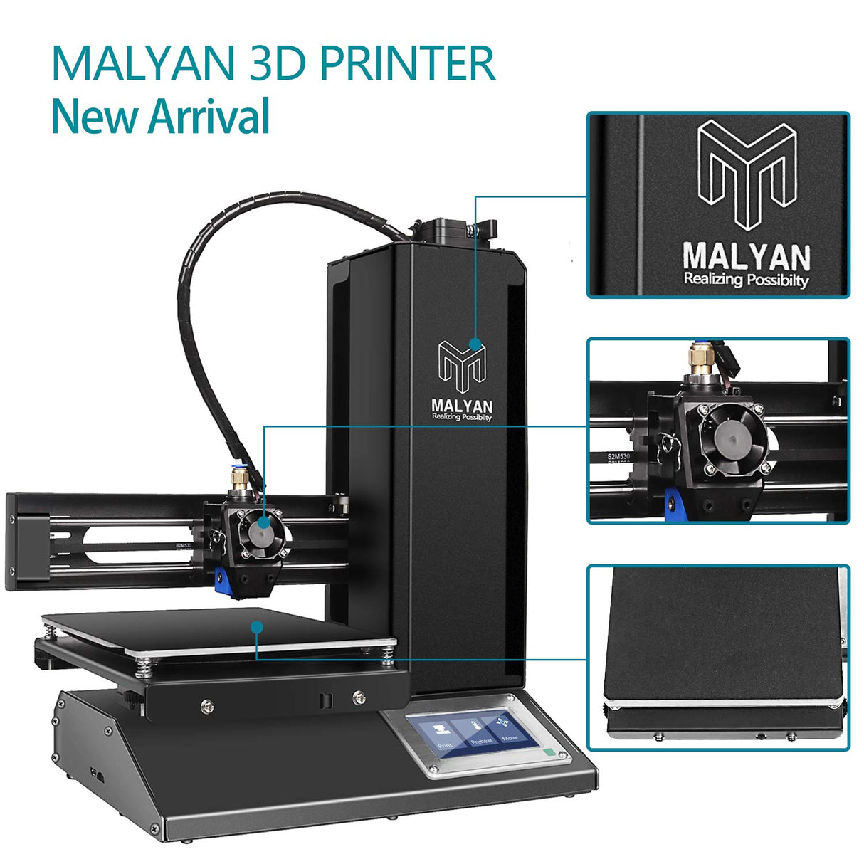 MALYAN M320 FDM Mini 3D Printer,Fully Assembled 3D Printers Easy for Beginners and Kids, High Printing Accuracy, Printing Size 150 * 150 * 150 mm MALYAN