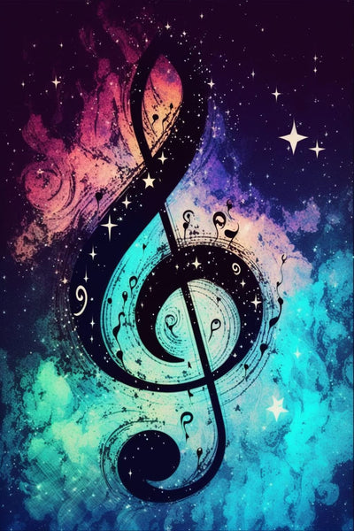 STOJAN 5D Diamond Painting Kits, Diamond Painting Colorful Star Music Note Full Diamond Beginners Digital Painting Gem Paste Art, Suitable for Wall Decor Club Decor Or Gift Giving 12X16Inch