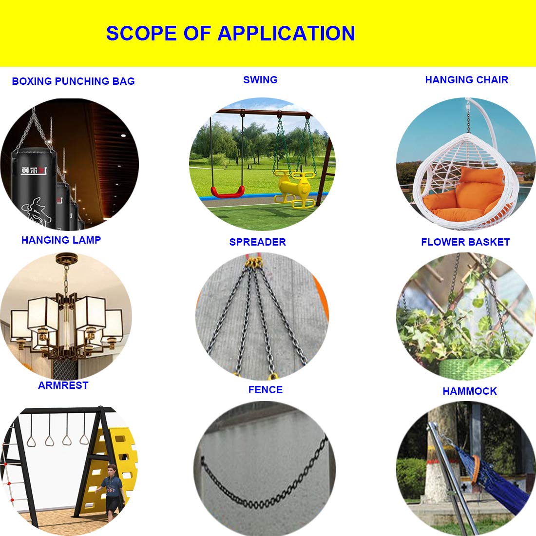 1 PCS Heavy Duty Stainless Steel Chain 550LB Capacity for Punching Bags Hanging Chair Hammocks Swing Trapeze Yoga (20, 4MM) MIKMAYTOO