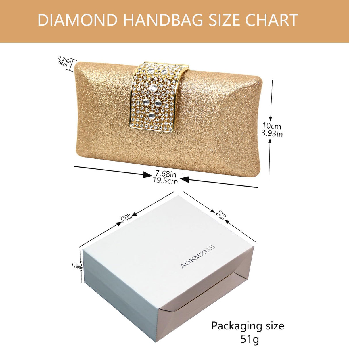 Ladies' Water Diamond Evening Handbag, Sparkling ballroom shoulder bag, fashionable wallet, wedding dress bag suitable for weddings, birthday parties, dances, cocktail parties (Champagne color) AOKMZUS