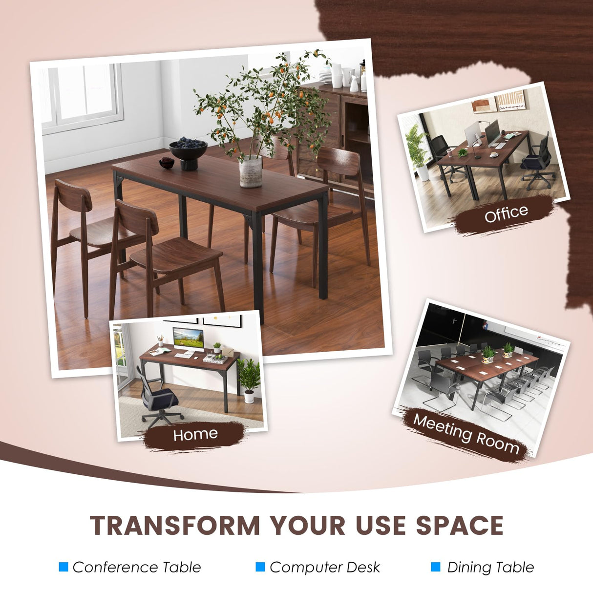 Tangkula Conference Table Set of 2, Rectangular Meeting Room Table with Large Tabletop & Heavy-Duty Metal Frame, Multifunctional Computer Desk for Home, Office, Conference Room Tangkula