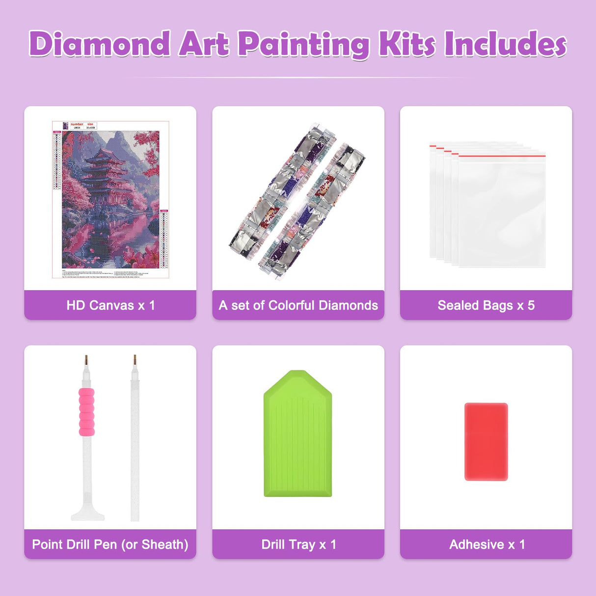 MOGTAA Cherry Blossom Landscape Diamond Art Kits for Adults, 5D Full Drill Diamond Painting Kits for Adults Beginner, DIY Round Diamond Dots for Adults, Gem Art for Home Wall Decor 12 X 16Inch MOGTAA