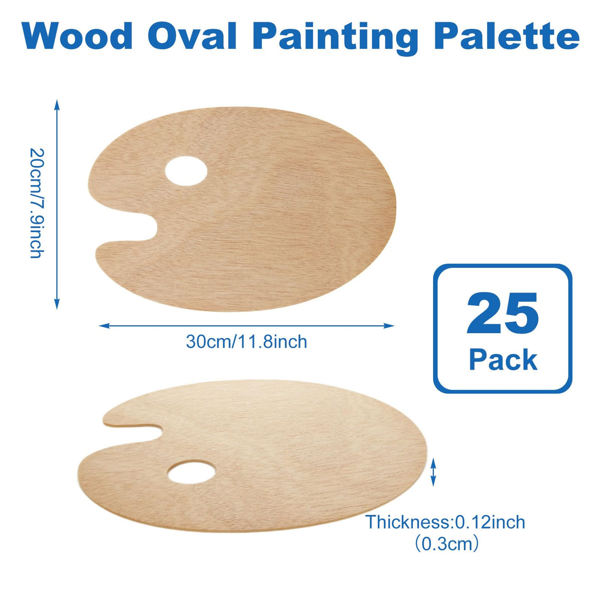 25 Pack Wood Painting Palette, Oil Wooden Paint Palette, Oval-Shaped Artist Painting Palette with Thumb Hole, Art Pallet for Painting (8 x 12 Inches) LOYORTY