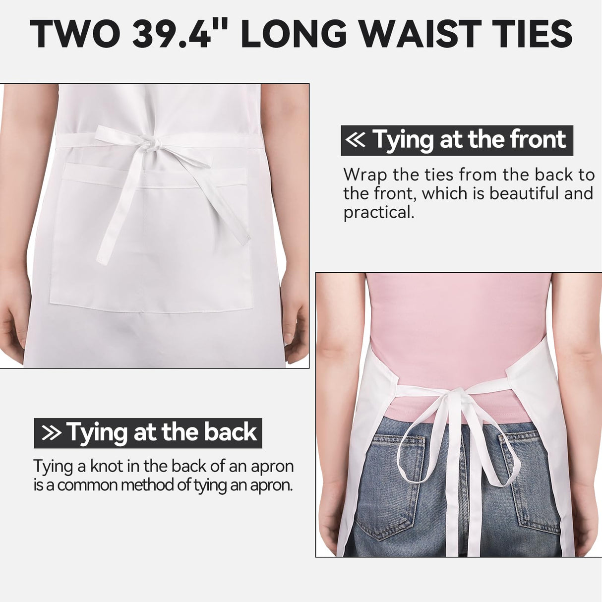 NLUS Extra Large Aprons for Men, Adjustable White Chef Apron for Men Kitchen Cooking Aprons for Women with 2 Pockets, Water & Oil Resistant - 1 PACK NLUS