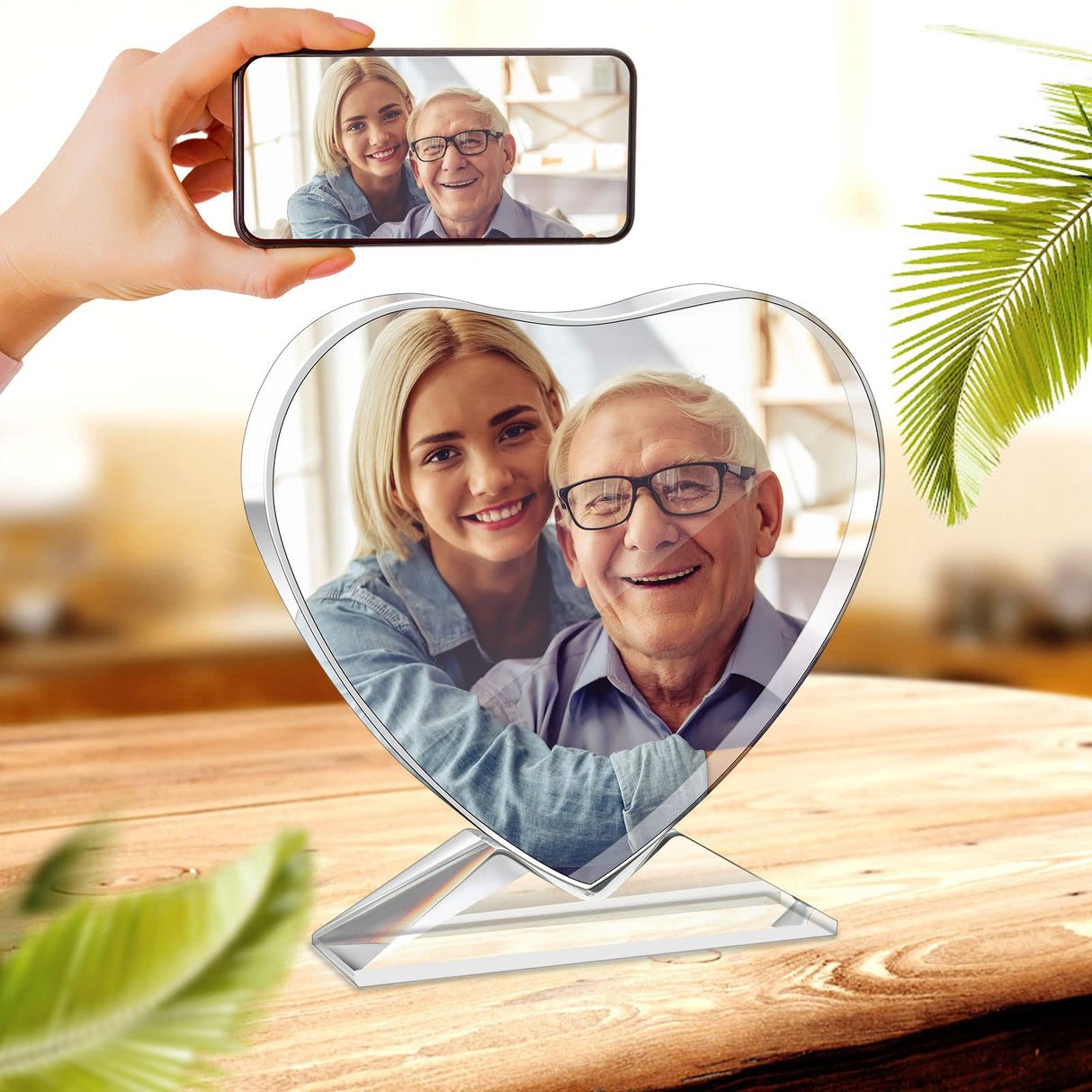 Qunclay 6 Pcs Sublimation Blanks Crystal Sublimation Canvas Blanks Decorative Heat Transfer Photo Frame Crystal Picture Frame for DIY Custom Tabletop Supplies (Heart,3.94 x 3.94 x 0.71 Inch) Qunclay