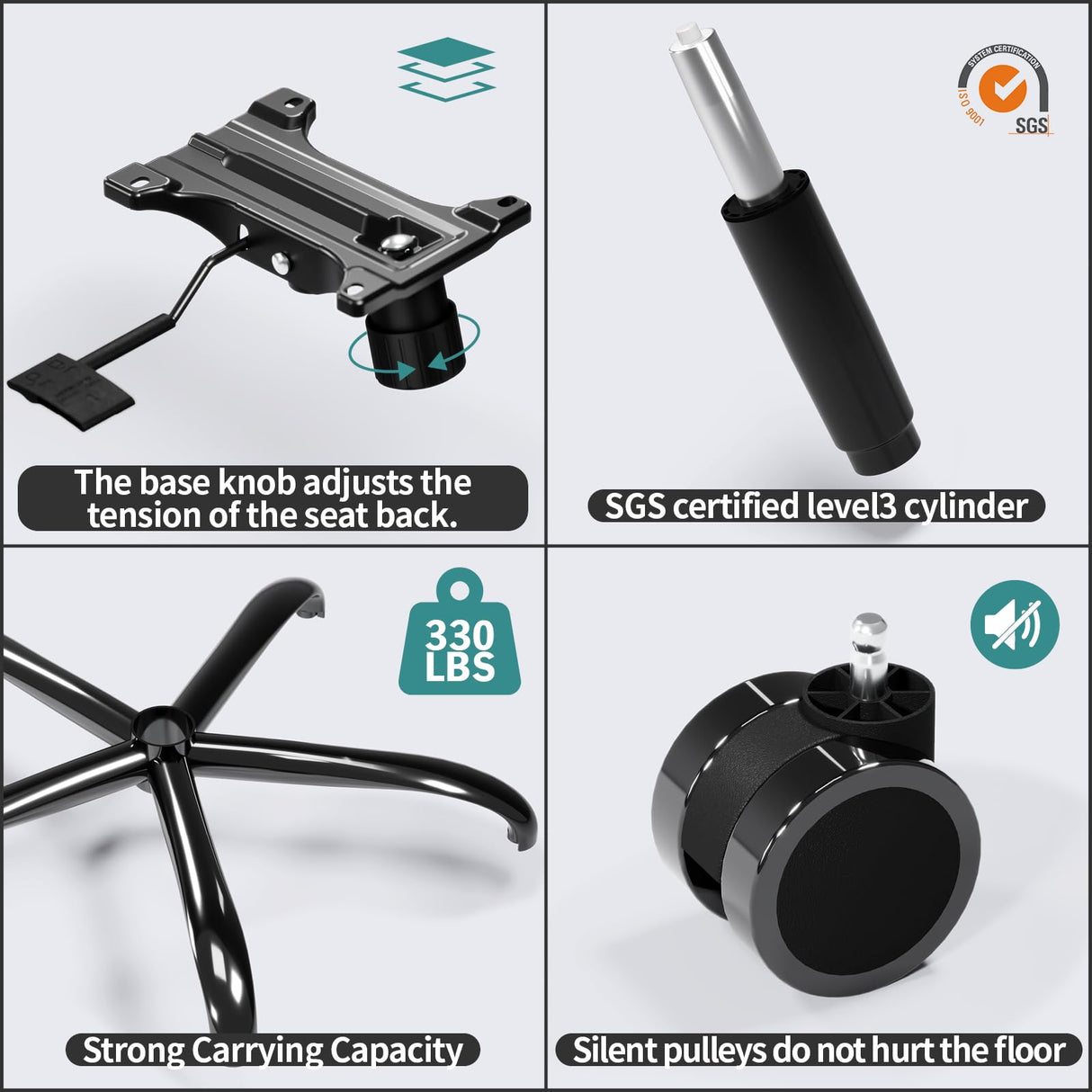 TRALT Office Chair Ergonomic Desk Chair, 330 LBS Home Mesh Office Desk Chairs with Wheels, Comfortable Gaming Chair, High Back Office Chair for Long Hours (Black) TRALT