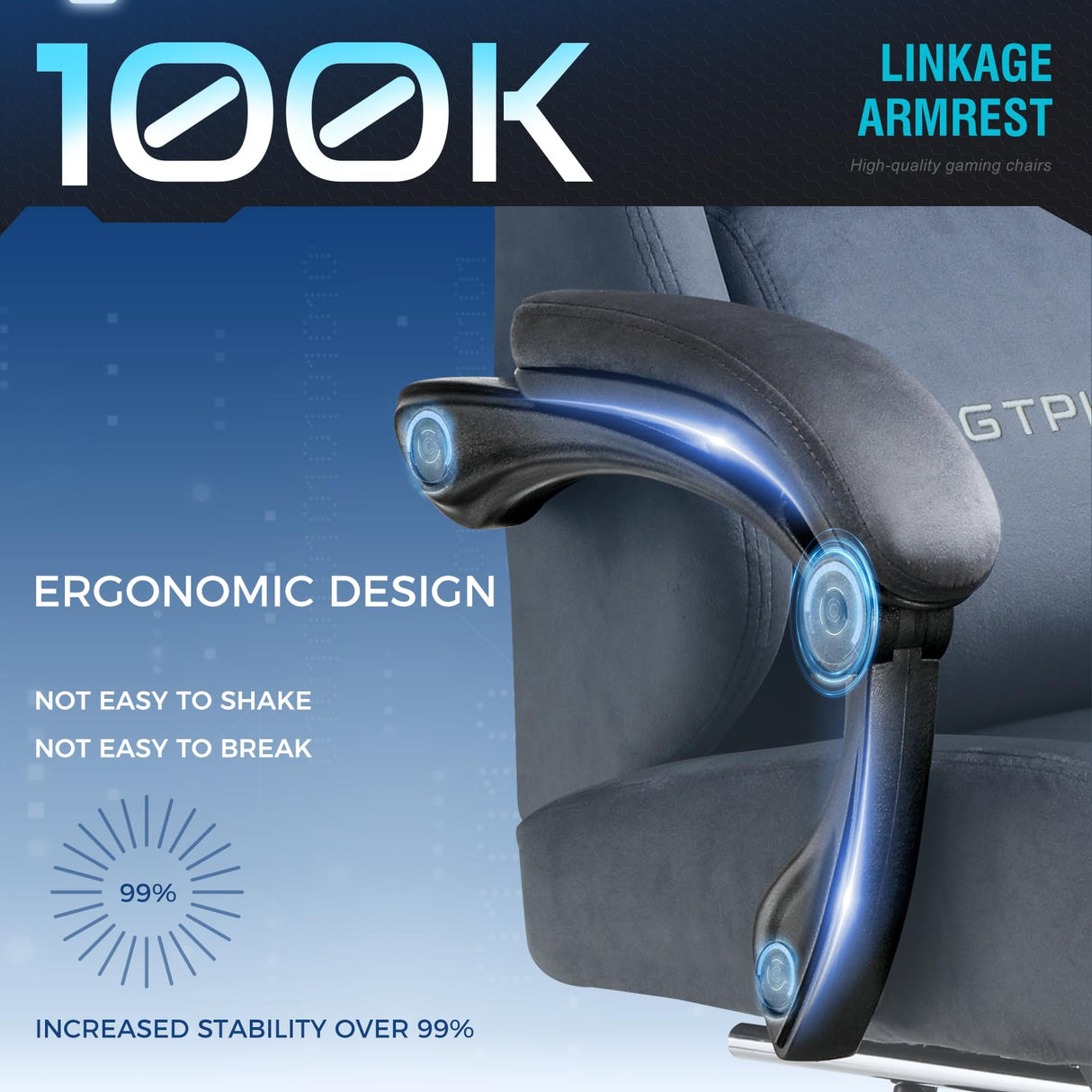 GTPLAYER Gaming Chair Fabric with Pocket Spring Cushion, Big and Tall Gaming Chair 350LBS High Back Computer Chair with Footrest for Adults Lumbar Support Swivel Game Chair for Office Gaming Gray GTPLAYER