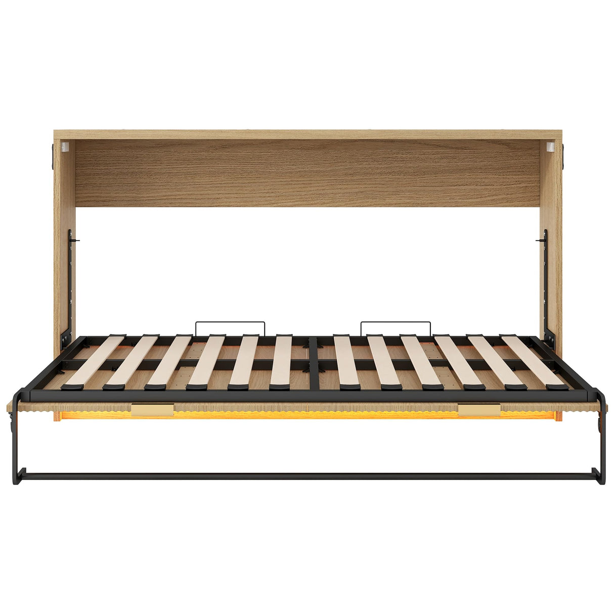 SOFTSEA Horizontal Murphy Bed Twin XL, Hideaway Wall Bed with LED Lights, can be Folded into Cabinet, Twin Murphy Bed Cabinet Space-Saving for Guest Room Bedroom or Home Office, Natural SOFTSEA