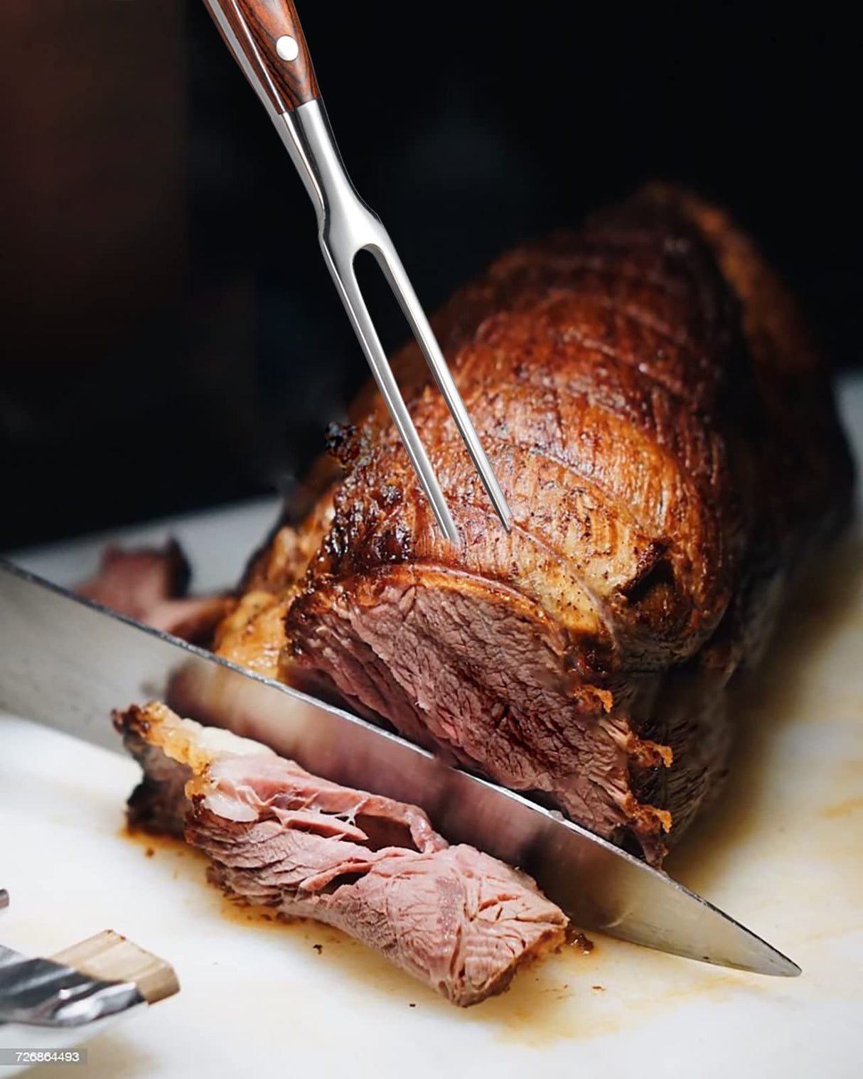 IMEEA 11.5 Inch Meat Fork Stainless Steel Carving Fork with Wooden Handle Two Prong Fork Meat Cooking Fork Barbecue Fork for Chicken Turkey Beef IMEEA