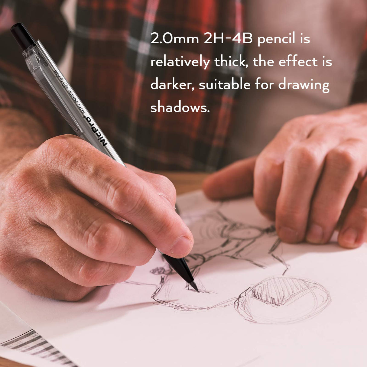 Nicpro 6PCS Art Mechanical Pencil Set, 4PCS Drafting Pencils 0.3 & 0.5 & 0.7 & 0.9 mm & 2PCS 2mm Lead Holder (4B 2B HB 2H) For Writing, Sketching Drawing With 12 Tube Lead Refills Erasers Case Nicpro