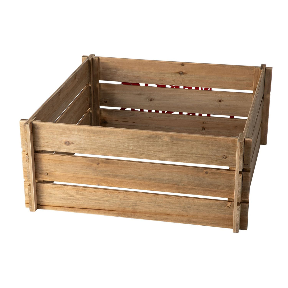 Glitzhome 27" L Wooden Crate Tree Collar, Natural Wooden Merry Christmas Christmas Tree Base Cover Farmhouse Tree Box Decorative Christmas Tree Skirt Glitzhome