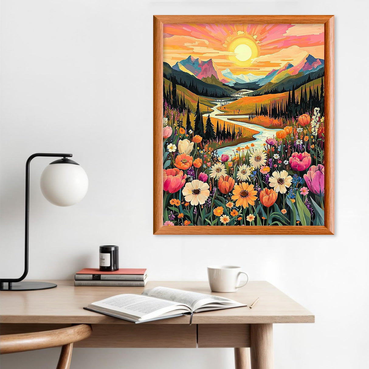 Lxmsja Mountains Paint by Numbers Kit for Adults, Sunset Acrylic Paint by Numbers for Adults Beginner, DIY Craft Supplies Oil Painting Kits for Home Wall Decor 16x20 inch (No Frame) Lxmsja