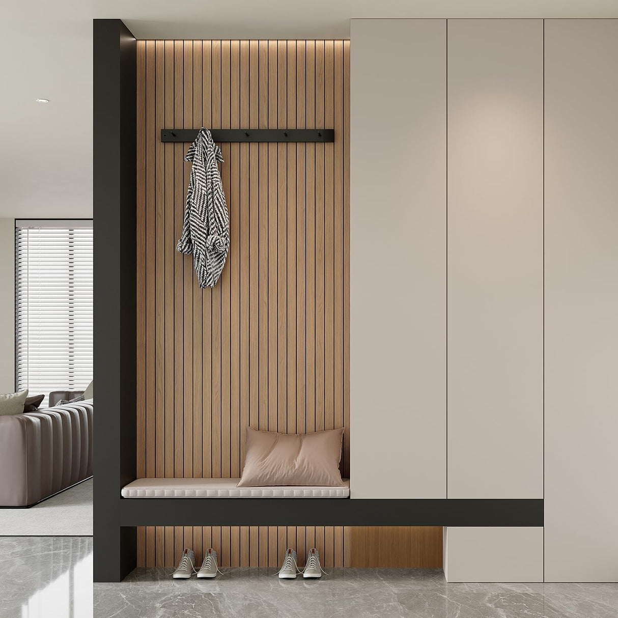 Yutianli PVC Slat Wall Panel Peel and Stick 118"x 15.7" Faux Wood Slat Panel Artificial Oak Wood Grain Self-Adhesive Soundproof 3D Wall Panel for Walls and Ceilings Yutianli