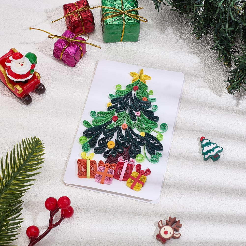 WEBEEDY 20 Sets Christmas Paper Quilling Kit for Adult Beginner Handmade Christmas Tree Snowman Ball Socks Patterns Greeting Card with Instuction DIY Holiday Congratulation Cards for Party Decor WEBEEDY