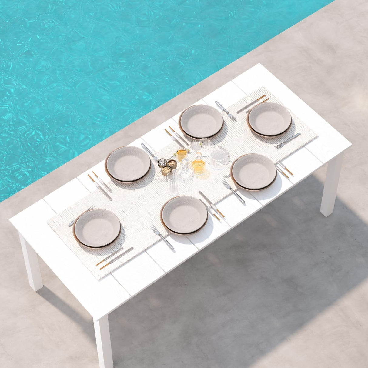 Patio Kingdom 9-Piece Outdoor Dining Set for 8, 75.2" HDPE Table with Umbrella Hole & 8 Chairs, All-Weather Patio Furniture for Lawn, Yard, Deck, or Poolside, Fade & Crack Resistant (White) Patio Kingdom