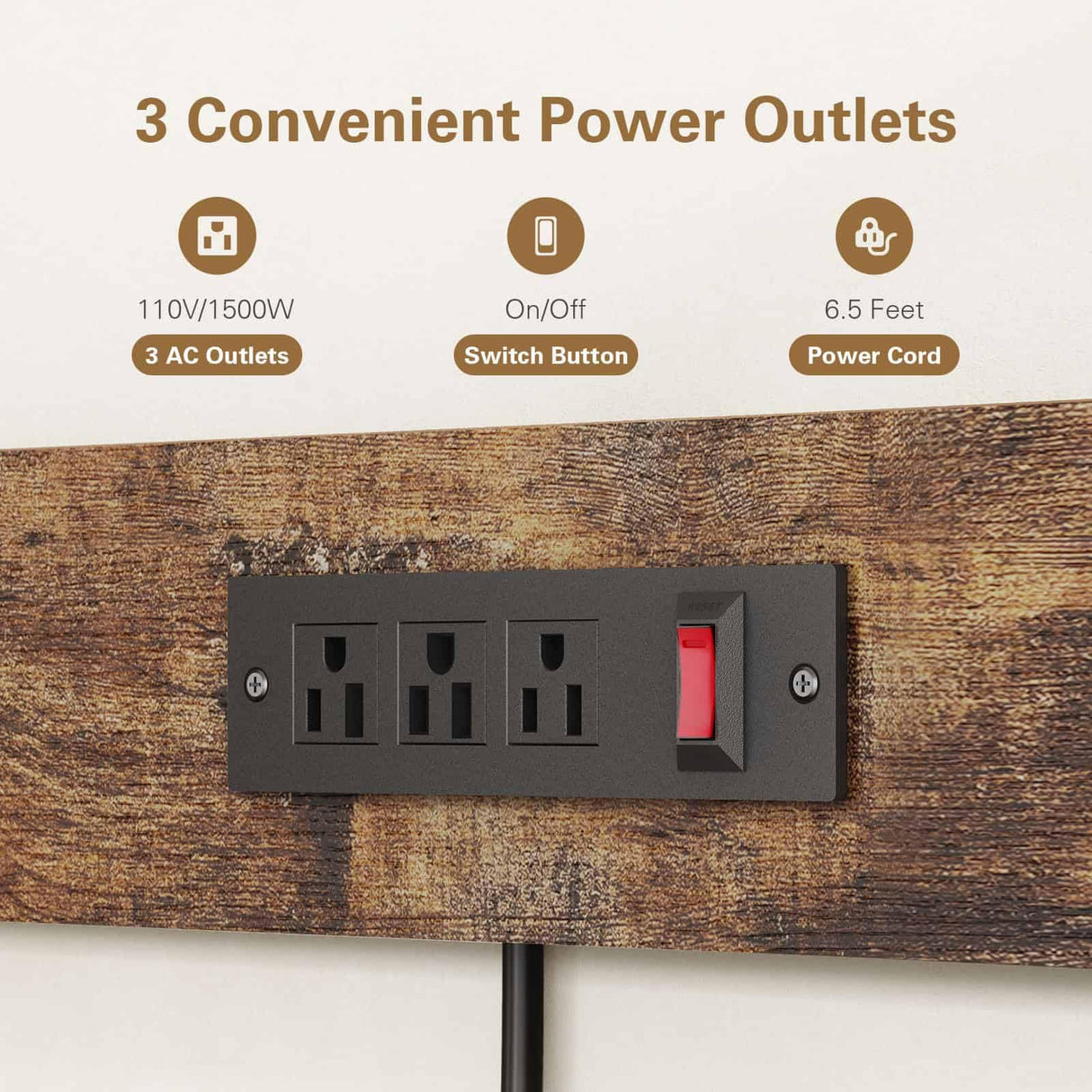 Anycoo Bakers Rack with 3 Power Outlets, 4-Tier Microwave Stand with Storage, Freestanding Kitchen Shelf Stand 23.6”L x 15.7”W x 51.2”L, Rustic Brown Coffee Bar Table Anycoo