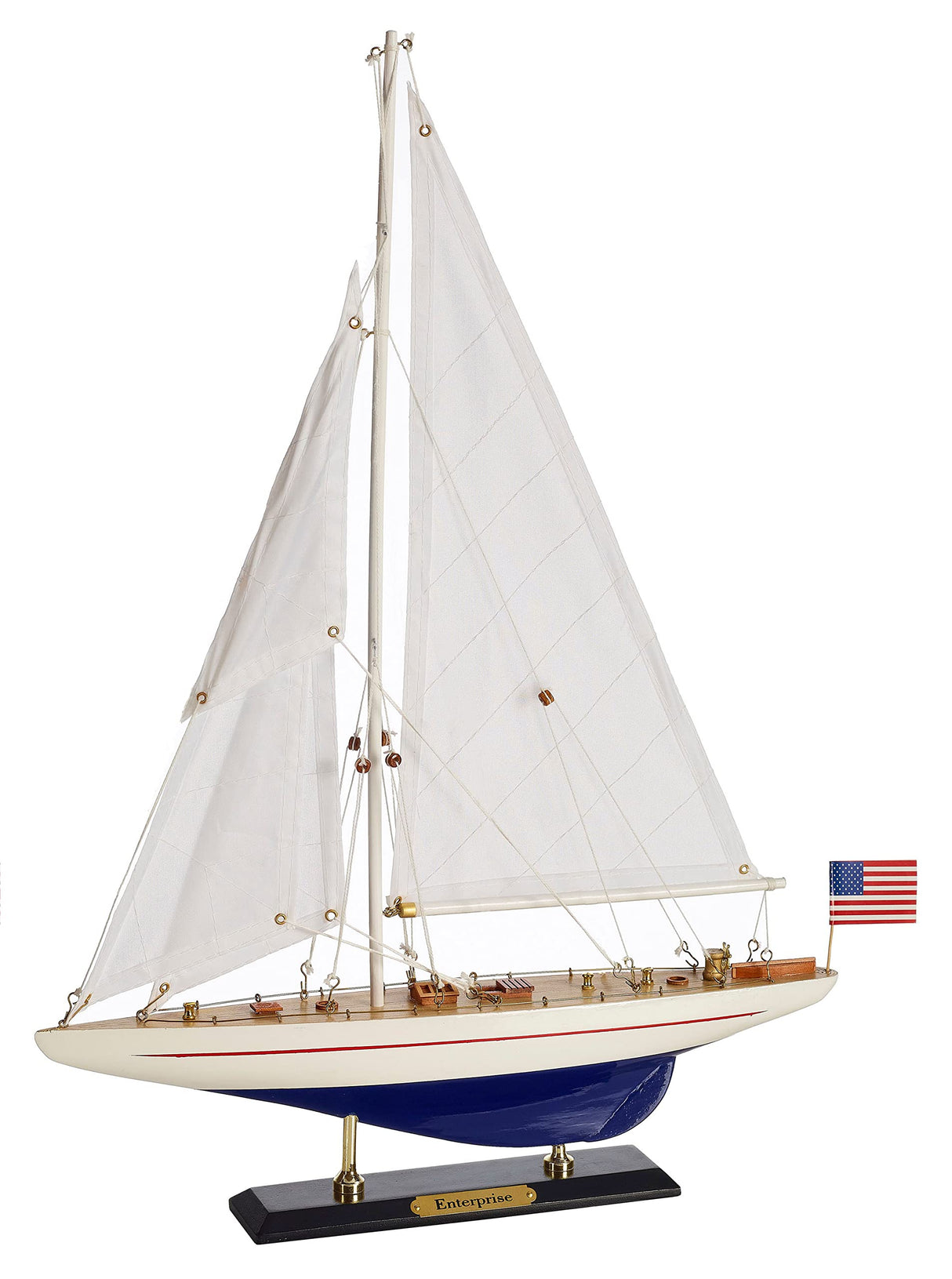 SAILINGSTORY Wooden Sailboat Model Ship Sailboat Decor Yacht Enterprise 1/100 Scale 1930 America's Cup Replica HOME DECOR SAILINGSTORY