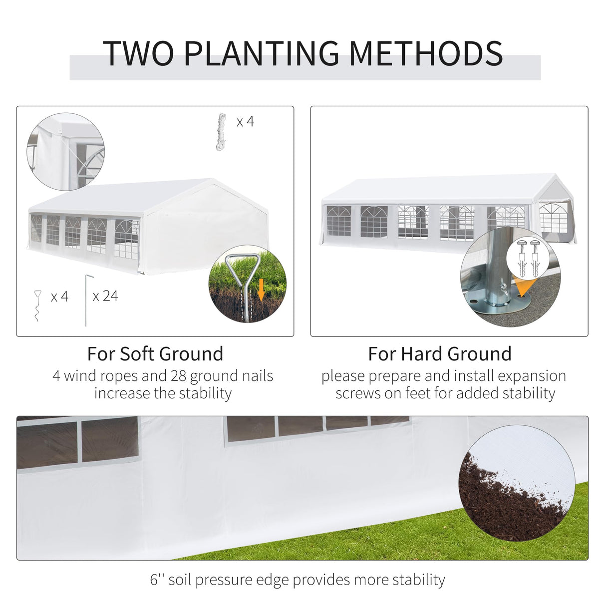 Outsunny 20' x 32' Heavy Duty Party Tent & Carport with Removable Sidewalls and Double Doors, Large Canopy Tent, Sun Shade Shelter, for Parties, Wedding, Outdoor Events, BBQ, White Outsunny