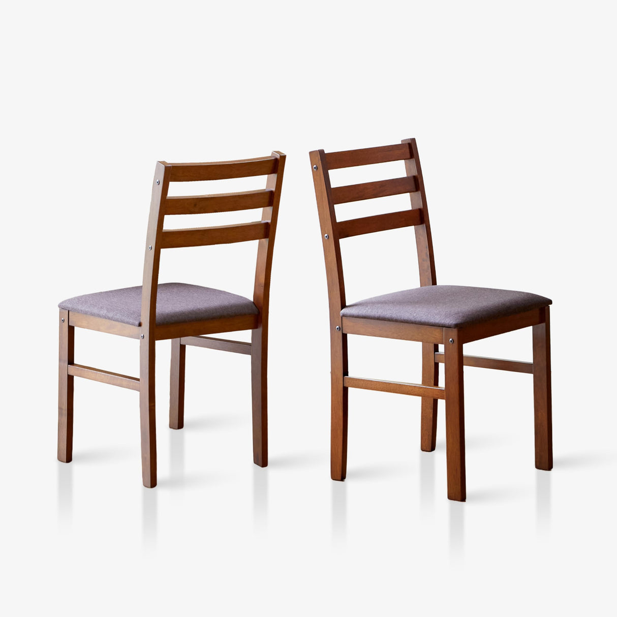Livinia Seattle Modern Farmhouse Kitchen Dining Room Chair Set of 2, Solid Wood Fabric Upholstered Cushion Seat Wood Ladder Back Chairs (Antique) Livinia