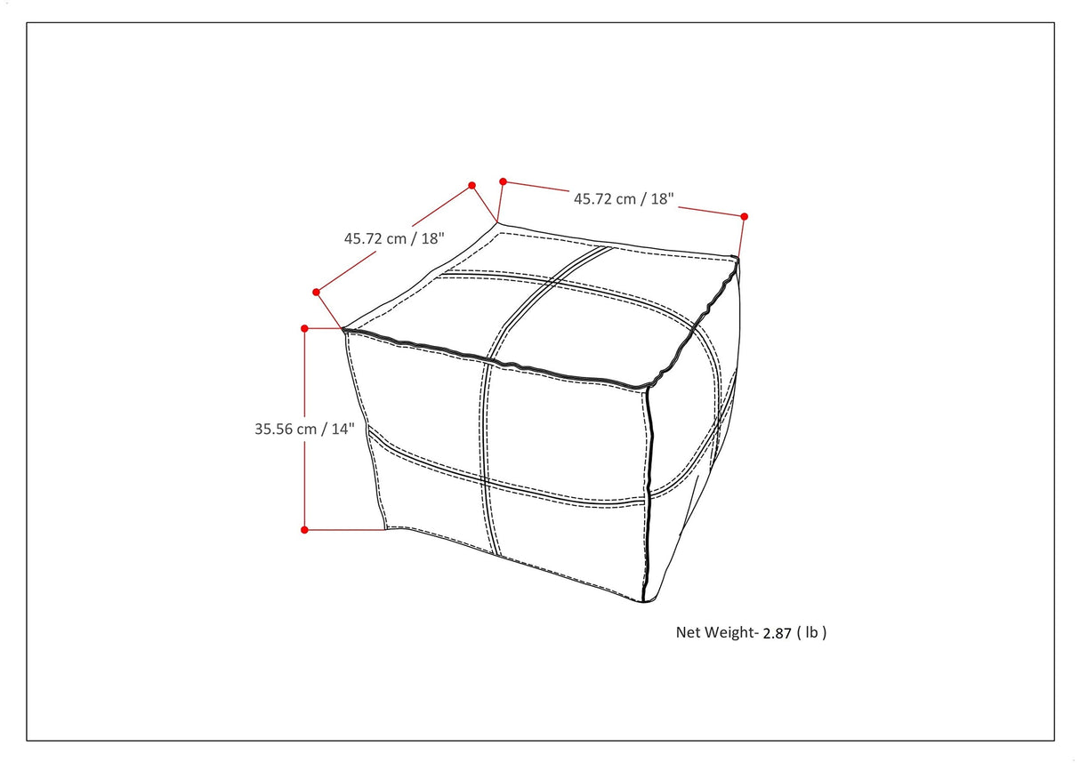 SIMPLIHOME Pouf, 18 inch, Distressed Black SIMPLIHOME