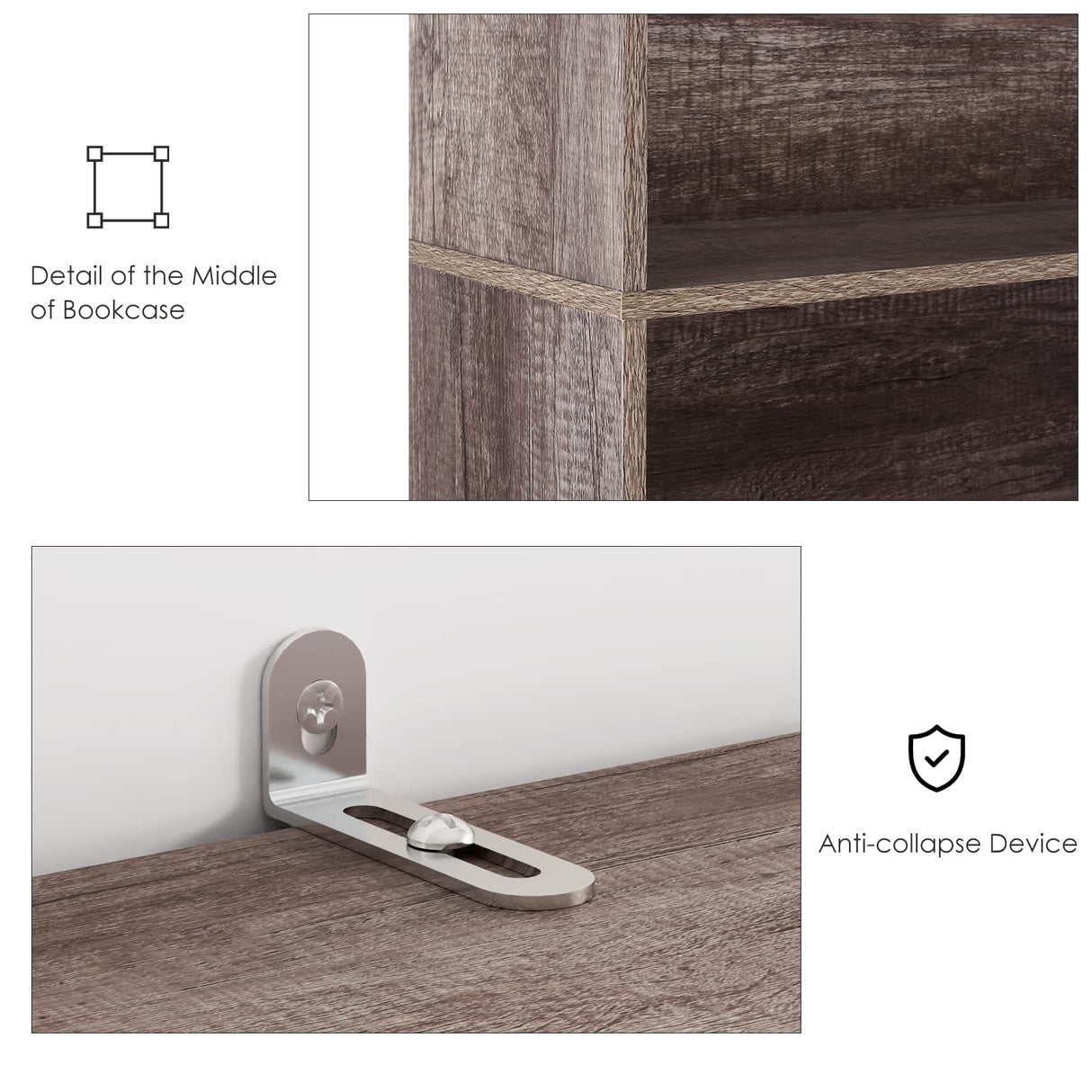 FOTOSOK 6-Tier Oak Open Bookcase – Stylish Freestanding Storage for Living Room, Bedroom & Office FOTOSOK