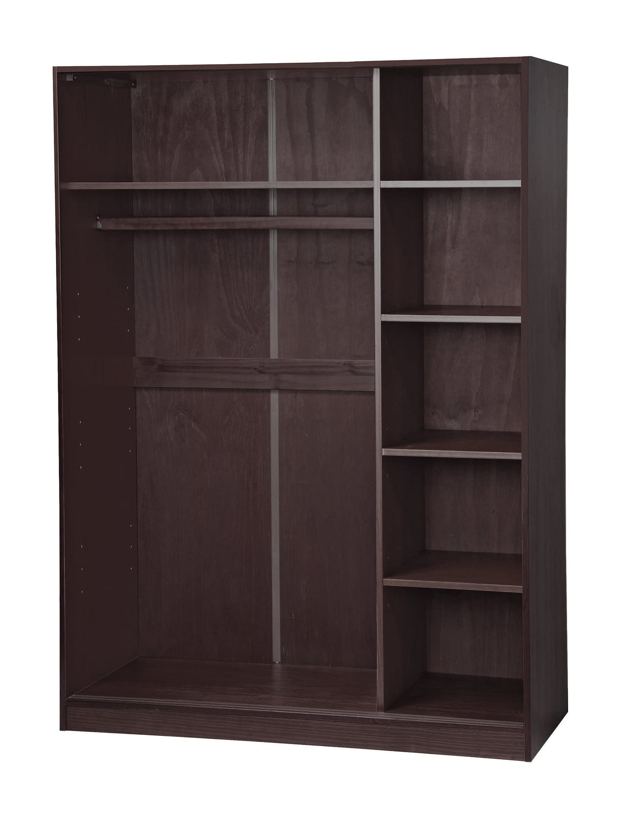 Palace Imports 100% Solid Wood Wardrobe/Armoire/Closet with 3 Sliding Louvered Doors, Java. 5 Shelves Included, 52" w x 72" h x 22.5" d, Renewable Eco-Friendly Wood, Made in Brazil Palace Imports