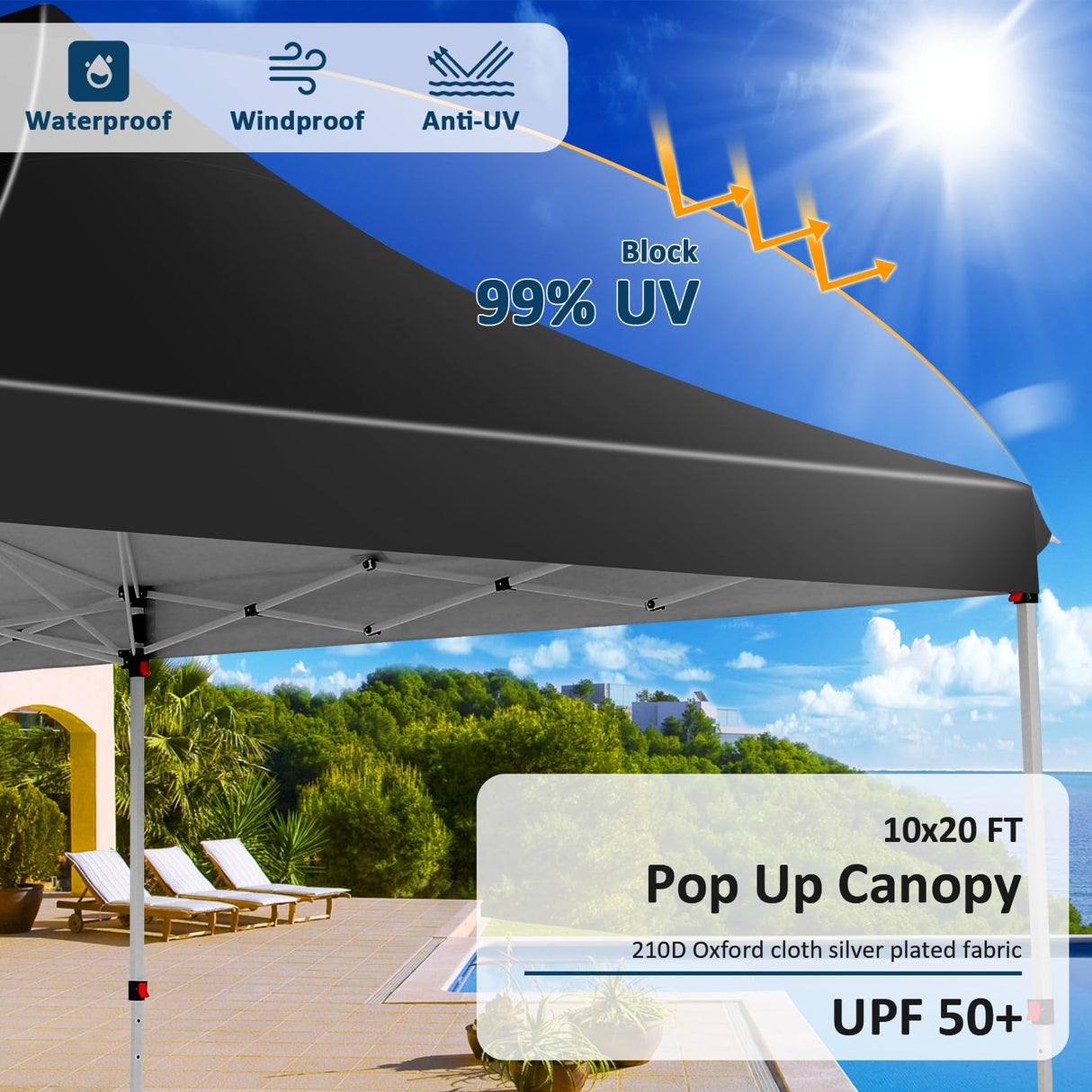 COBIZI 10x20ft Pop Up Canopy Tent with 6 Removable Sidewalls, Easy Up Commercial Canopy, Waterproof and UV50+ Gazebo with Portable Bag, Adjustable Leg Heights,Party Tents for Parties, with 4 Sandbags COBIZI