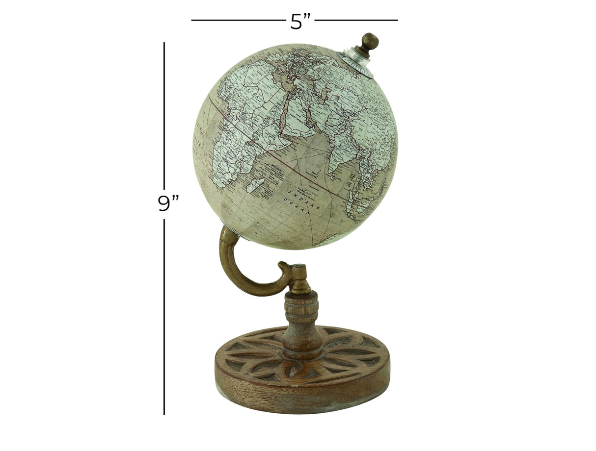 Deco 79 Wood Globe, 5" x 5" x 9", Beige Deco 79