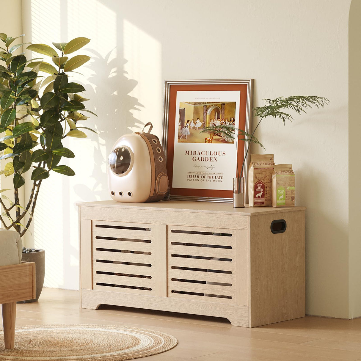 DINZI LVJ Storage Chest, 39.4”Wooden Storage Box with 2 Safety Hinges, Entryway Shoe Bench with Flip-Top, Farmhouse Style Trunk for Living Room, Bedroom, Play Room, Easy Assembly, Natural DINZI LVJ